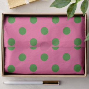 Green On Pink Polka Dots Pattern Design Tissue Paper