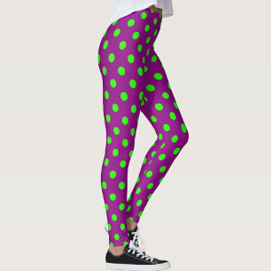 Green On Purple Polka Dots Pattern Design Leggings