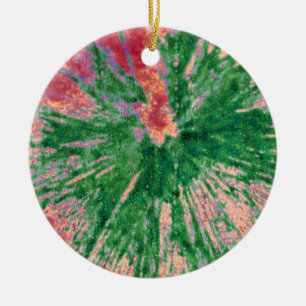 Green on Red and Orange Paintball Ceramic Ornament