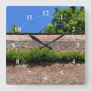 green on the old fortress wall square wall clock