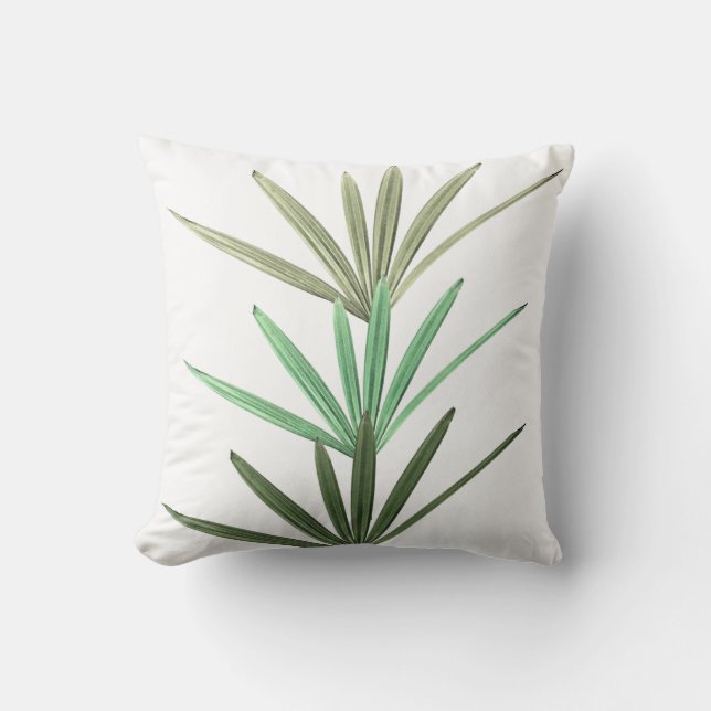 Green on White Throw Pillow (Front)