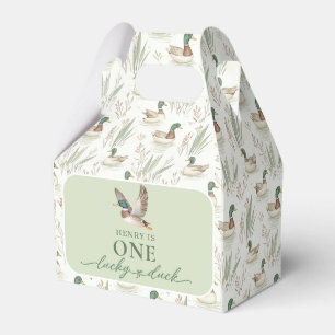 Green One Lucky Duck 1st Birthday Favor Box