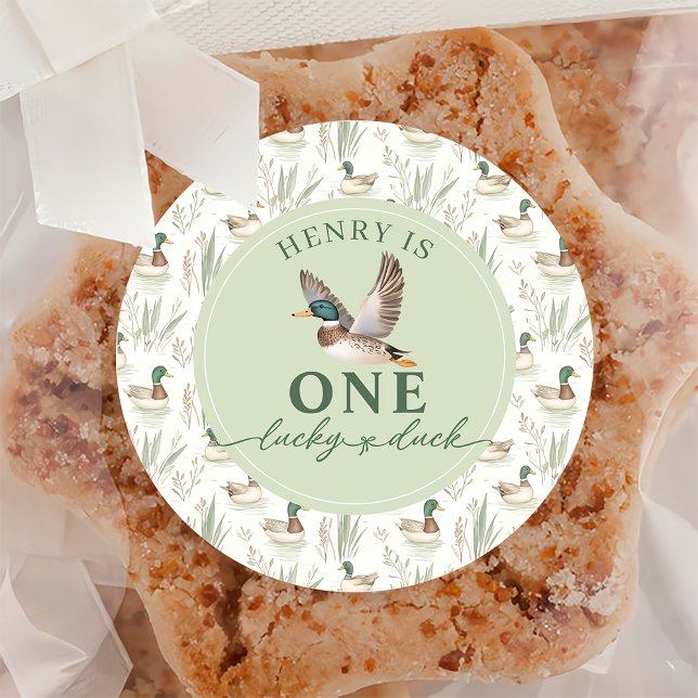 Green One Lucky Duck 1st Birthday Sticker (Creator Uploaded)