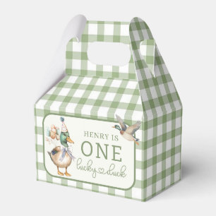 Green One Lucky Duck Balloon Birthday Favour Box
