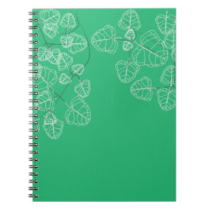 Green or Cyan Leaves Pattern Notebook