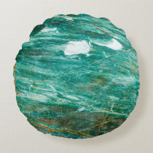 Green or Emerald Marble texture background Round Pillow