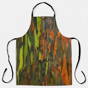 Green, orange, and black abstract painting apron