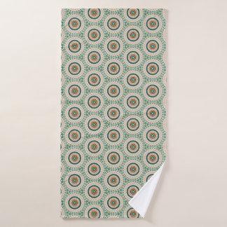 Green Orange And Blue Boho Chic Circle Pattern Bath Towel Set