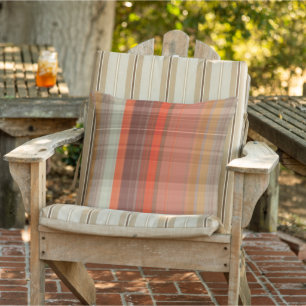 Green orange and yellow plaid outdoor pillow