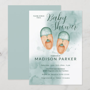 Green & Orange Baby Chaussures Invitation