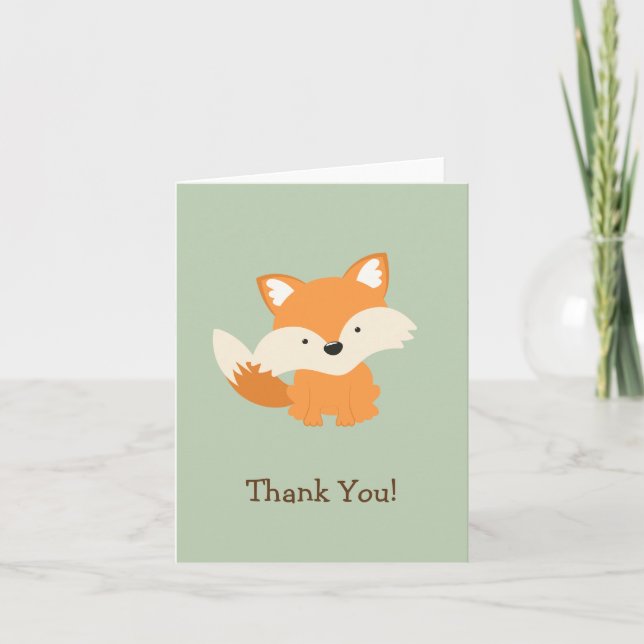 Green & Orange Baby Fox Thank You (Front)
