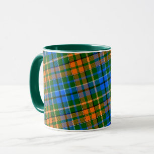 Green Orange Blue Plaid Tartan Design  Mug
