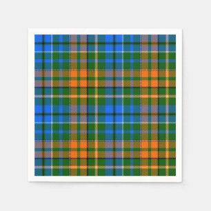 Green Orange Blue Plaid Tartan Design Napkin
