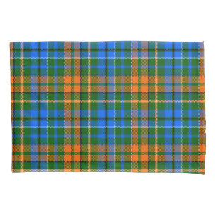 Green Orange Blue Plaid Tartan Design  Pillowcase