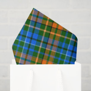 Green Orange Blue Plaid Tartan Design Tissue Paper