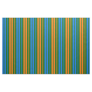 Green Orange Blue Vertical Stripes Design   Fabric