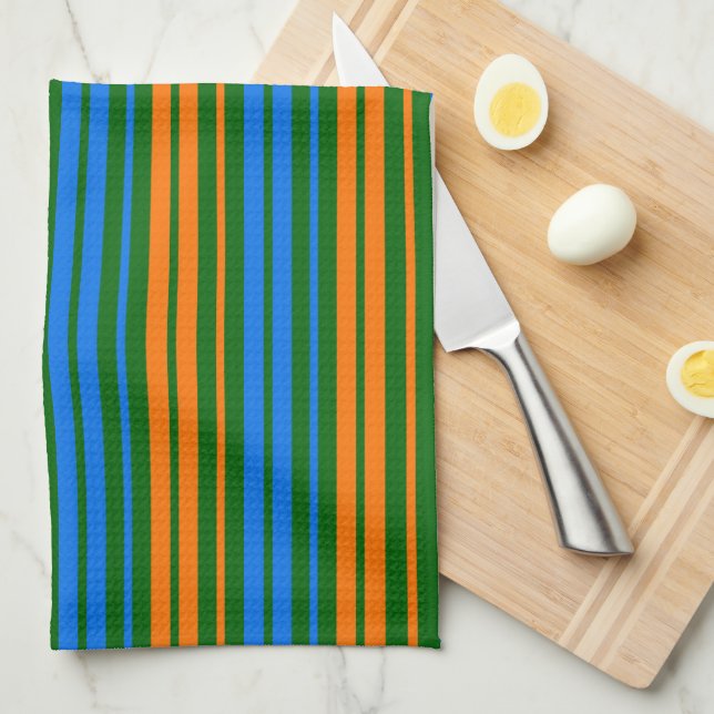 Green Orange Blue Vertical Stripes Design   Kitchen Towel (Quarter Fold)