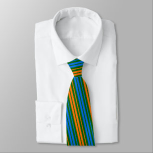 Green Orange Blue Vertical Stripes Design Tie