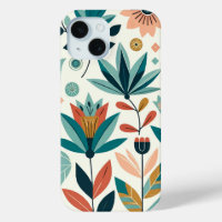 Green Orange Bold Modern Floral Print Pattern