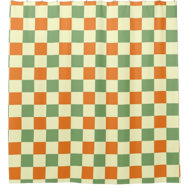 Green Orange Brown Chequered Gingham Pattern (Front)