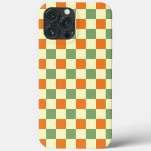 Green Orange Brown Chequered Gingham Pattern iPhone 13 Pro Max Case