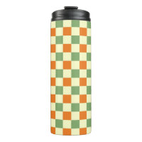 Green Orange Brown Chequered Gingham Pattern