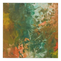 Green orange burst canvas wall art hand painted