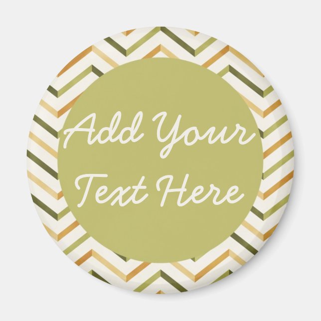 Green/Orange Chevron Custom Round Magnet (Front)