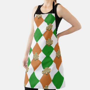 green orange clover apron