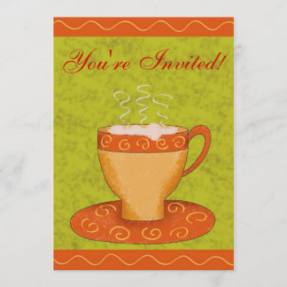 Green & Orange Cup Customized Coffee Event Invitation