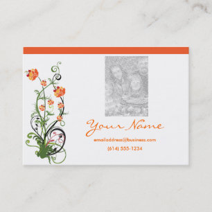 Green & Orange Floral/Vine Design 2 Business Cards