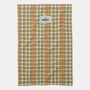 Green Orange Gingham Kitchen Towel