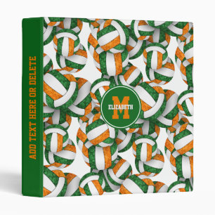 green orange girls team colours volleyball pattern binder