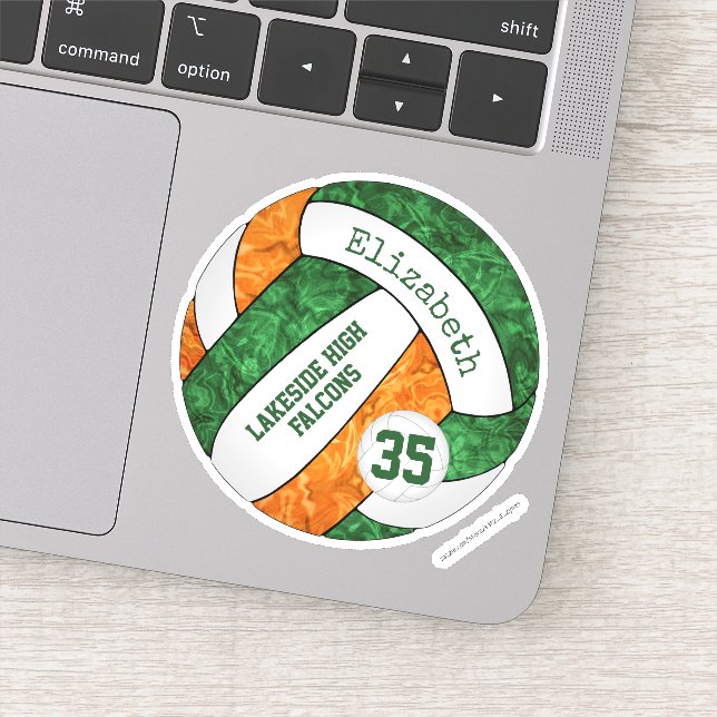green orange girly volleyball school team colours (Detail)