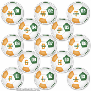 green orange individually personalized soccer team