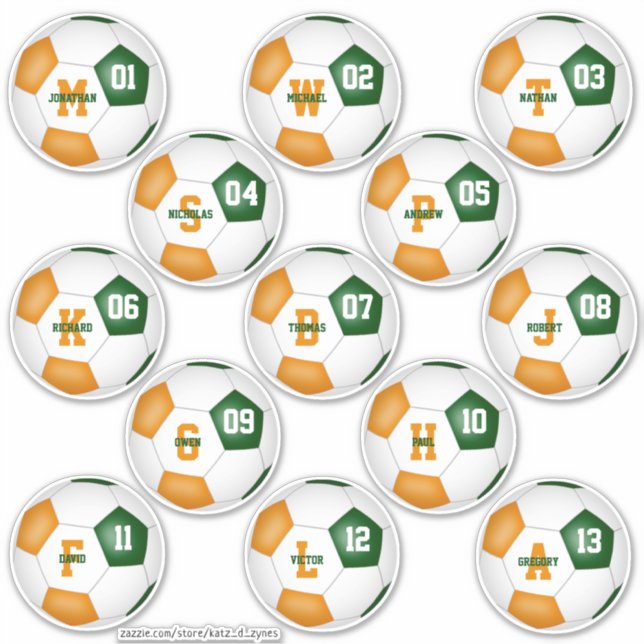 green orange individually personalized soccer team (Front)