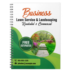Green & Orange Lawncare Landscaping & Lawn Service Notebook