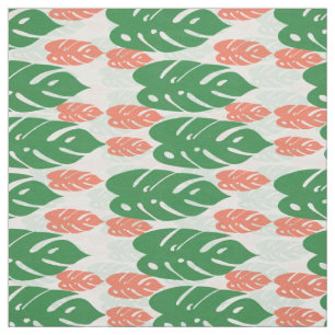 Green Orange Leaf Pattern Fabric