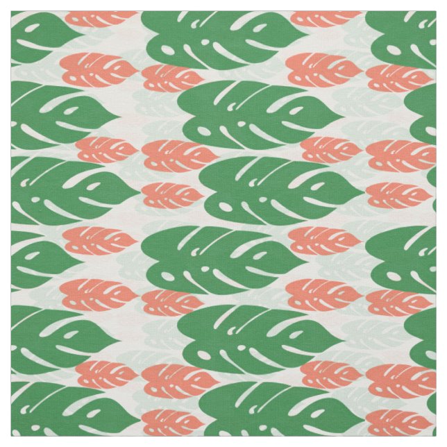 Green Orange Leaf Pattern Fabric (Swatch)