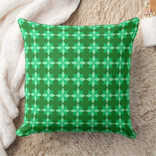 GREEN & ORANGE MARDI GRAS STAR PATTERNS THROW PILLOW