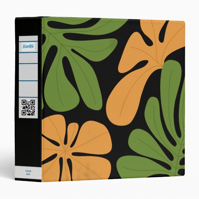 Green & Orange Modern Abstract Floral Binder (Front/Spine)
