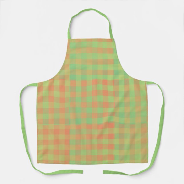 Green Orange Patchwork Pattern Apron (Front)