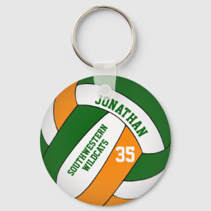 green orange personalized boys' volleyball keychain