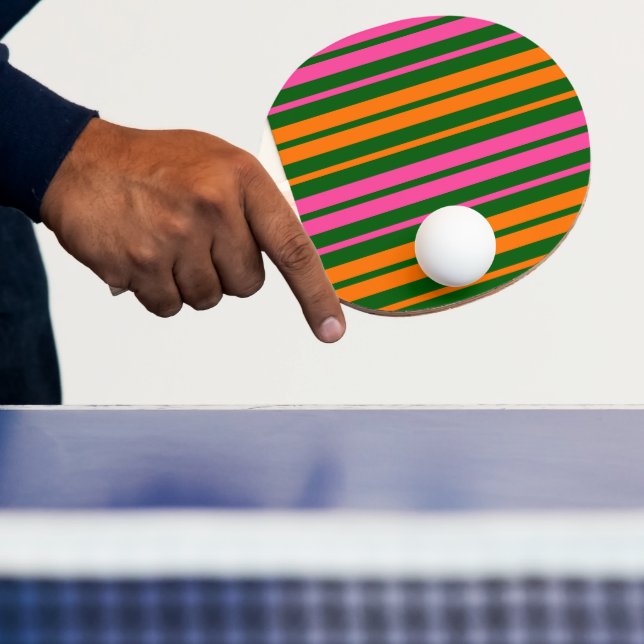 Green Orange Pink Vertical Stripes Design   Ping Pong Paddle (Insitu)