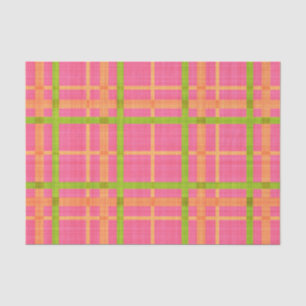 GREEN ORANGE PINK YELLOW PLAID PATTERN TISSUE PAPER
