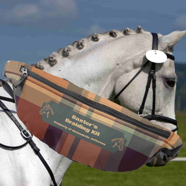 Green Orange Plaid Horse Show Mane Tail Braiding Fanny Pack (Creator Uploaded)