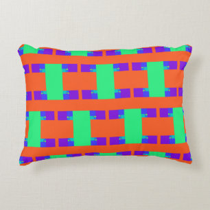 green orange purple abstract art pattern accent pillow