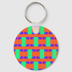 green orange purple abstract art pattern keychain