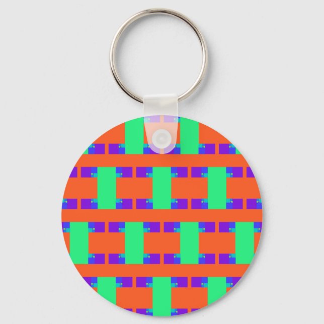 green orange purple abstract art pattern   keychain (Front)