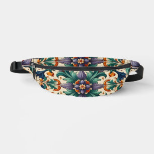 Green Orange Purple Portuguese Azulejos Tiles Art Fanny Pack